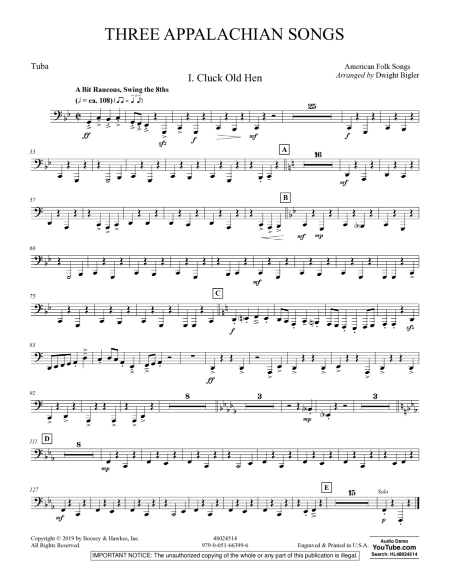 Three Appalachian Songs - Tuba Concert Band scores gallery preview page 1