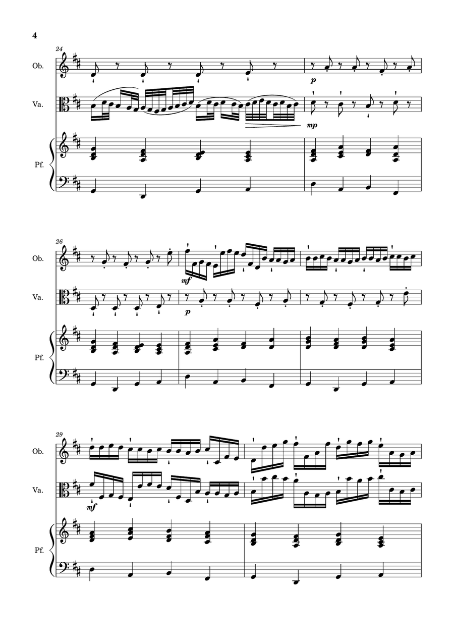 Canon in D Major, P.37; T.337. Arranged for Oboe, Viola and Piano. Score and Parts Small Ensemble scores gallery preview page 4
