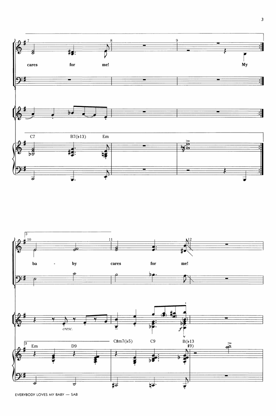 Everybody Loves My Baby (But My Baby Don't Love Nobody But Me) 3-Part scores gallery preview page 2