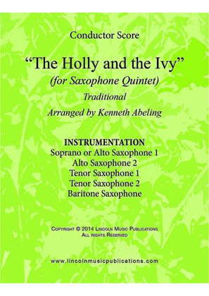 The Holly and the Ivy (for Saxophone Quintet SATTB or AATTB)