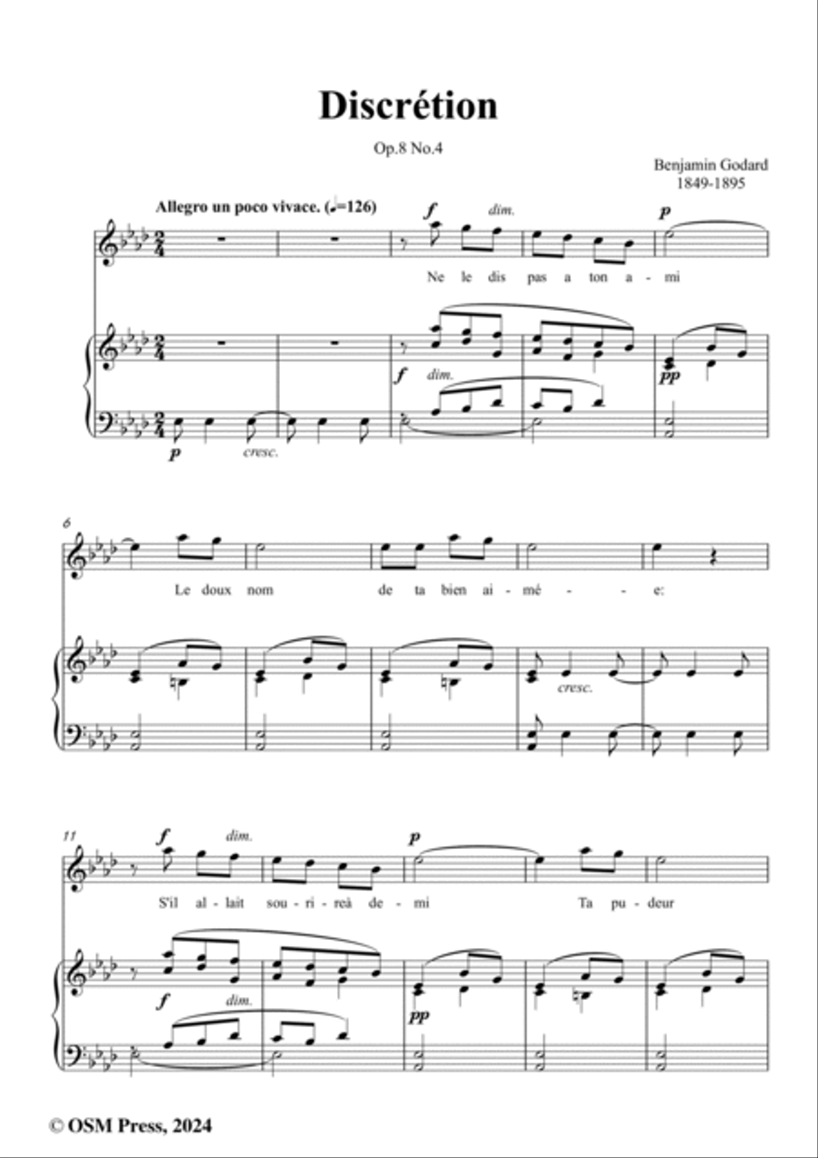 B. Godard-Discrétion,in A flat Major,Op.8 No.4 Voice scores gallery preview page 2