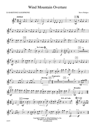 Wind Mountain Overture: E-flat Baritone Saxophone