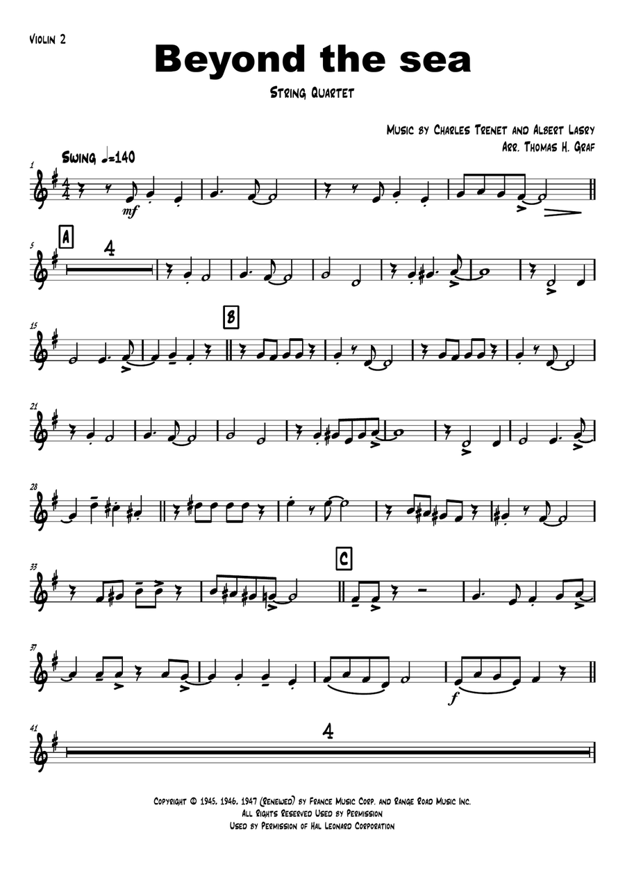 Beyond The Sea String Quartet scores gallery preview page 6