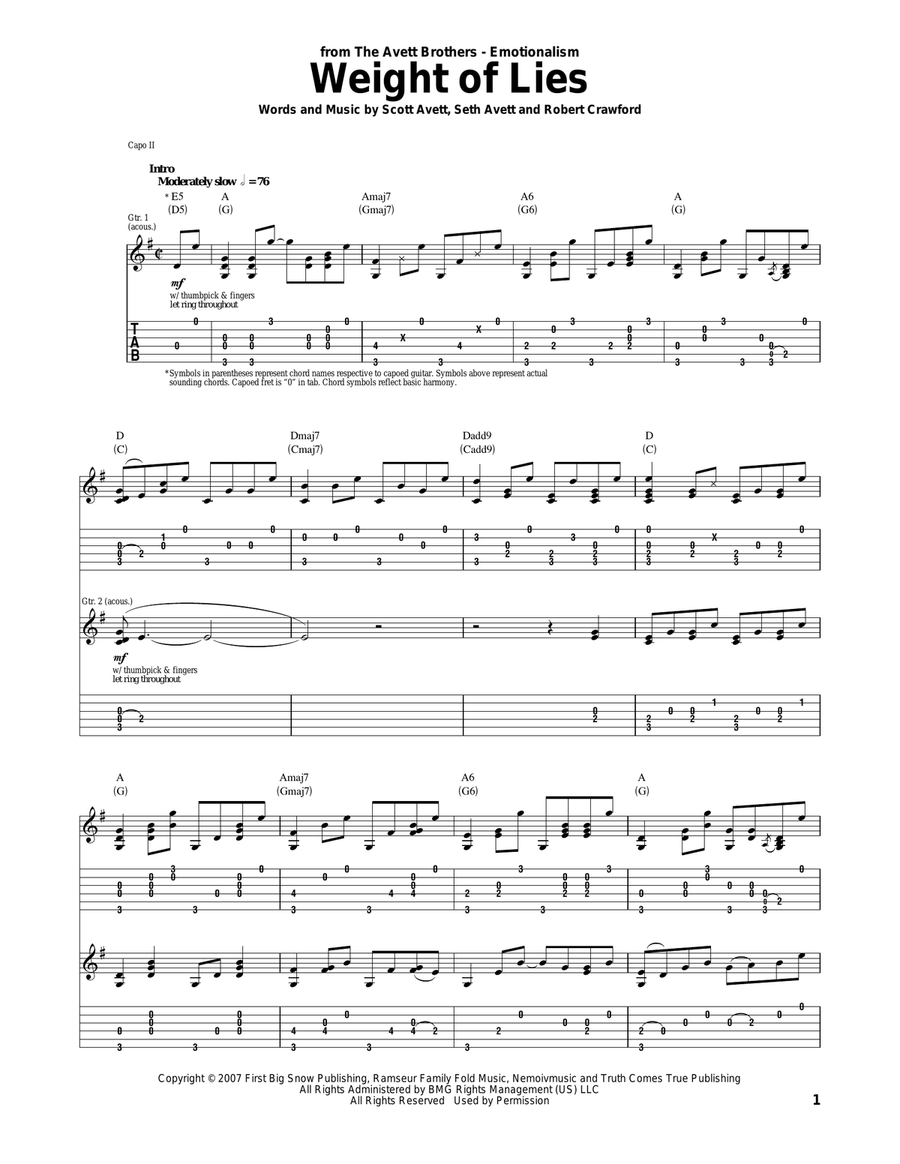 Weight Of Lies Acoustic Guitar scores gallery preview page 1
