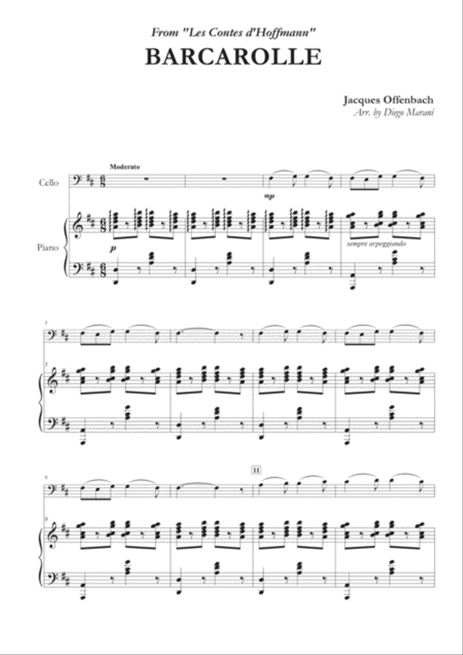 Offenbach's Barcarolle for Cello and Piano Chamber Music scores gallery preview page 2