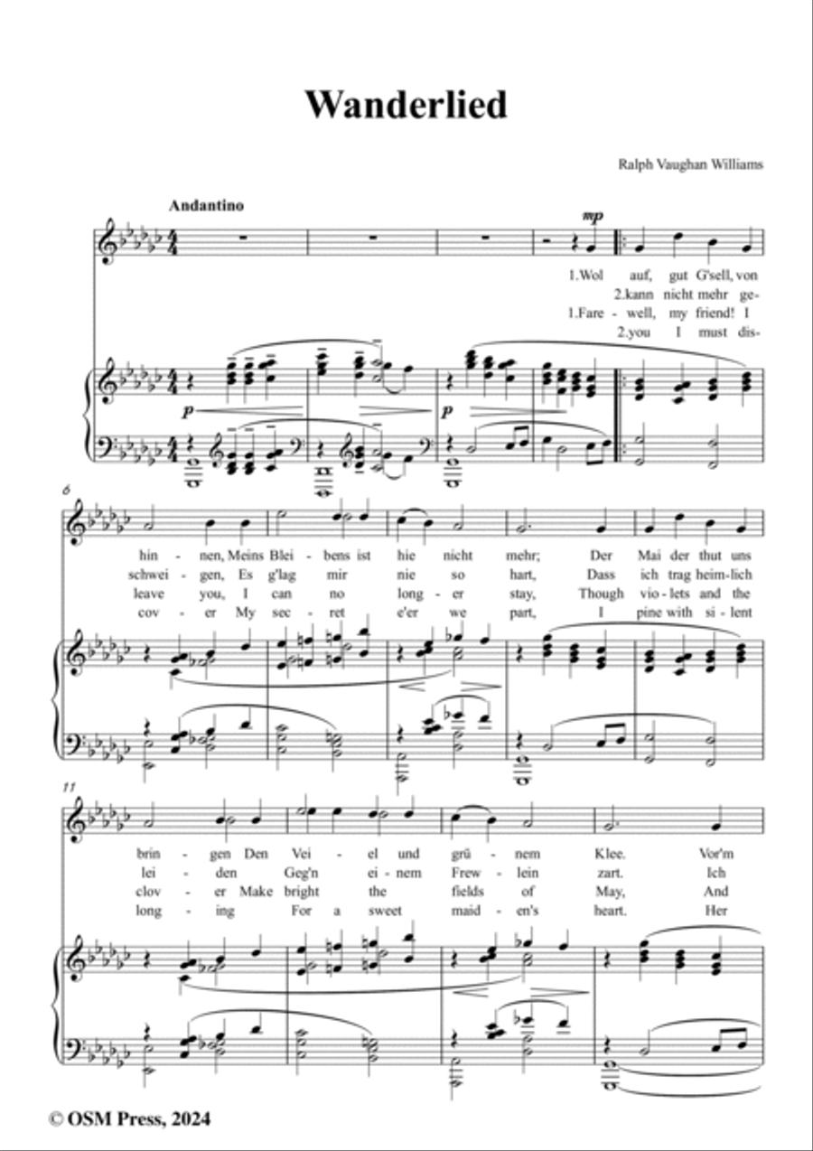 Vaughan Williams-Wanderlied(1937),in G flat Major Voice scores gallery preview page 2