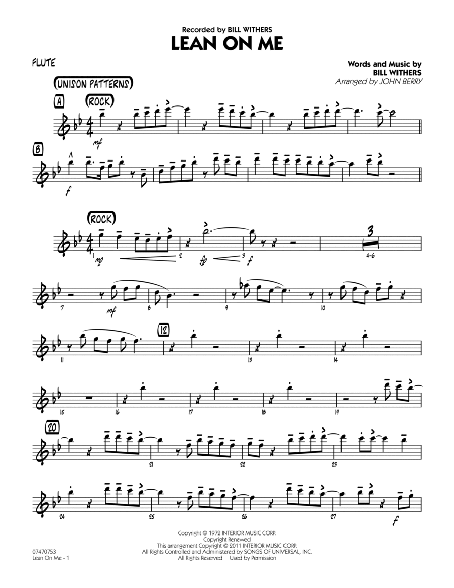 Lean On Me - Flute Jazz Ensemble scores gallery preview page 1