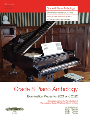 Book cover for Grade 8 Piano Anthology -- Examination Pieces for 2021 and 2022
