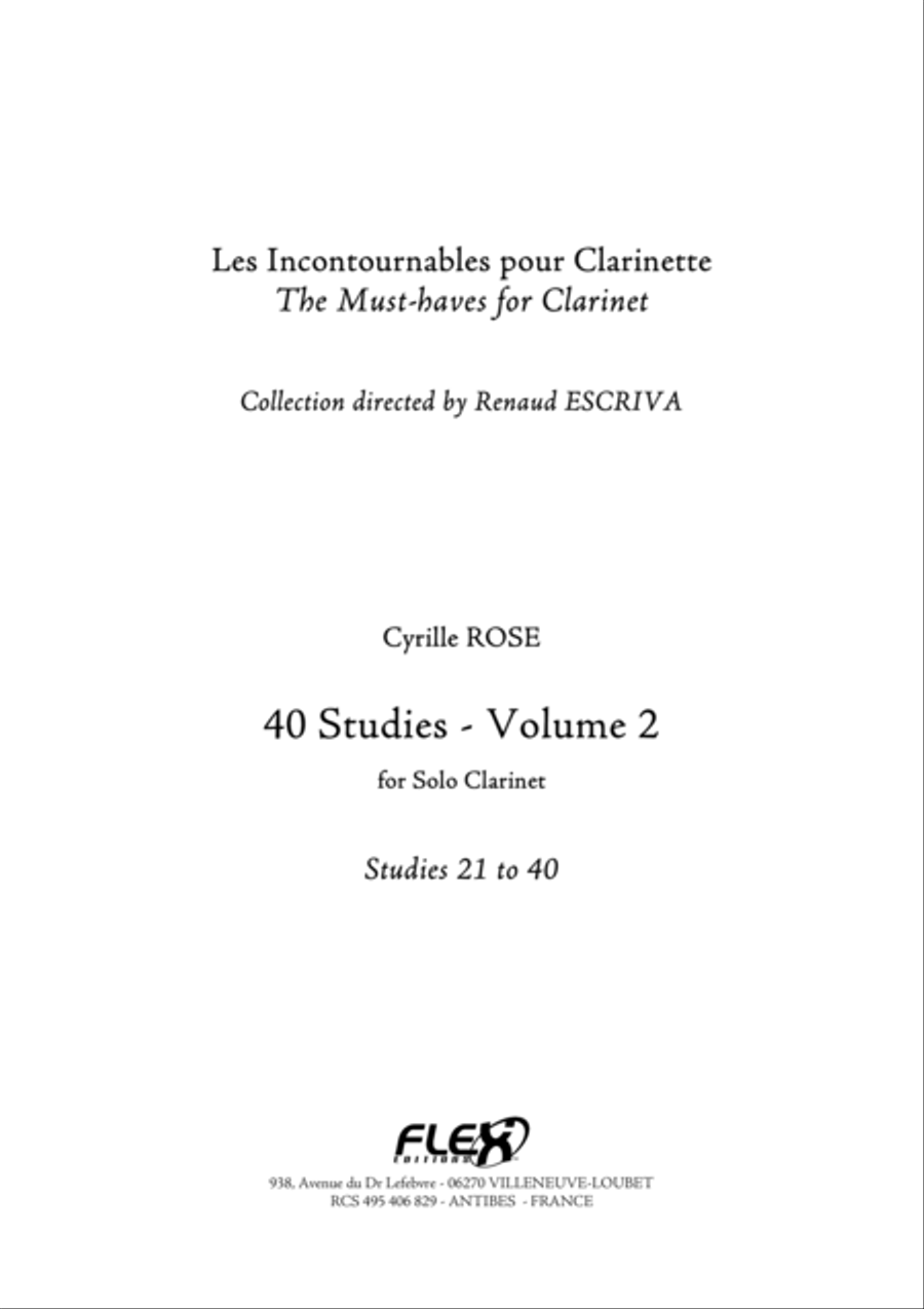 Tuition Book - 40 Studies for Clarinet - Volume 2 - Studies 21 to 40 Clarinet Solo scores gallery preview page 1
