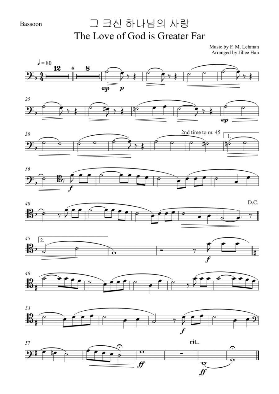 The Love of God is Greater Far- Bassoon part Chamber Music scores gallery preview page 1