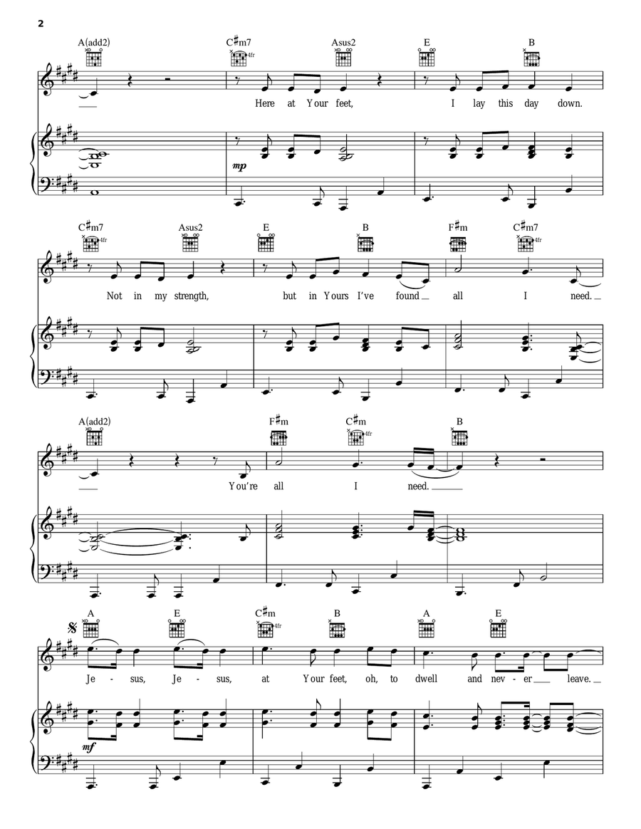 At Your Feet At Your Feet Piano, Vocal, Guitar scores gallery preview page 2