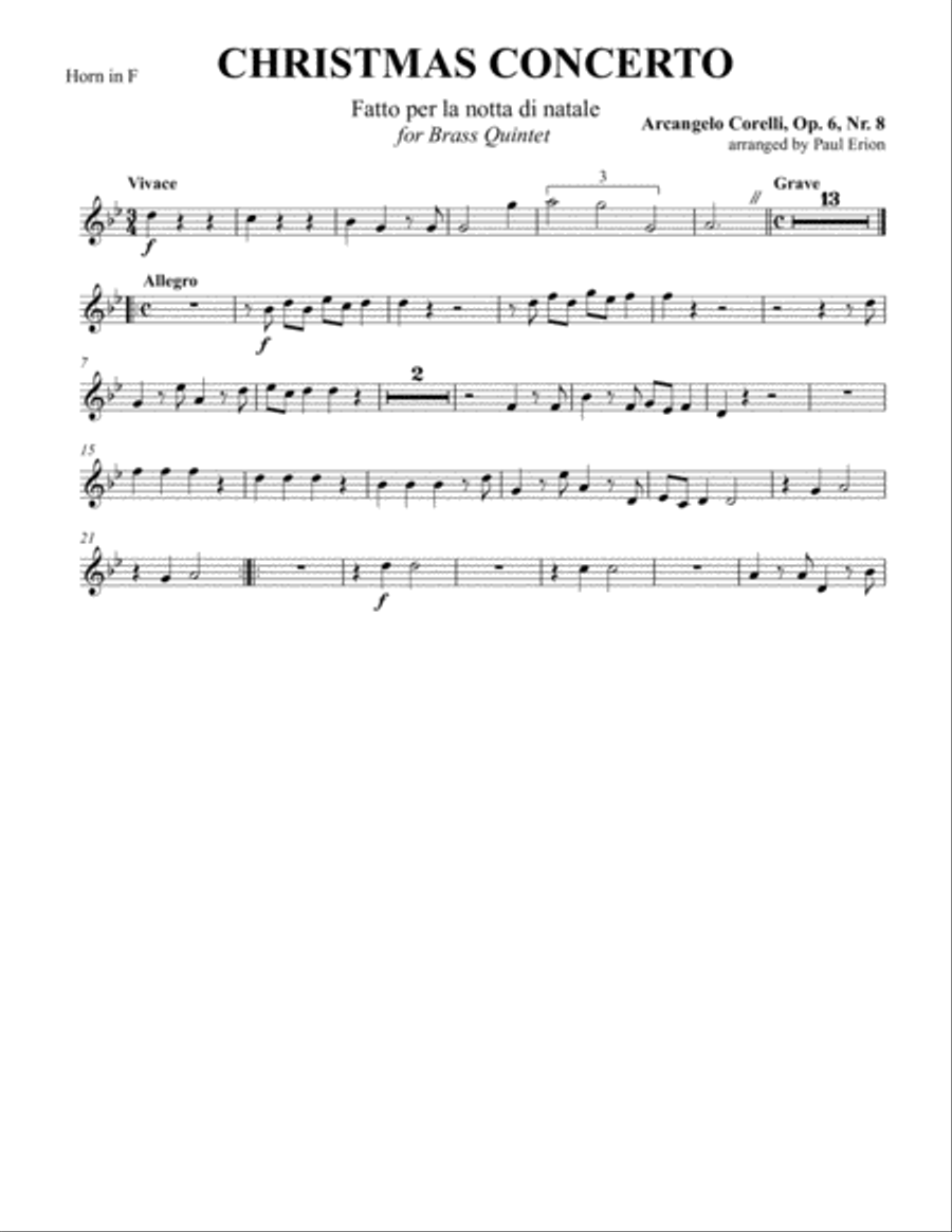 Christmas Concerto Op. 6, No. 8 for Brass Quintet Brass Quintet scores gallery preview page 9