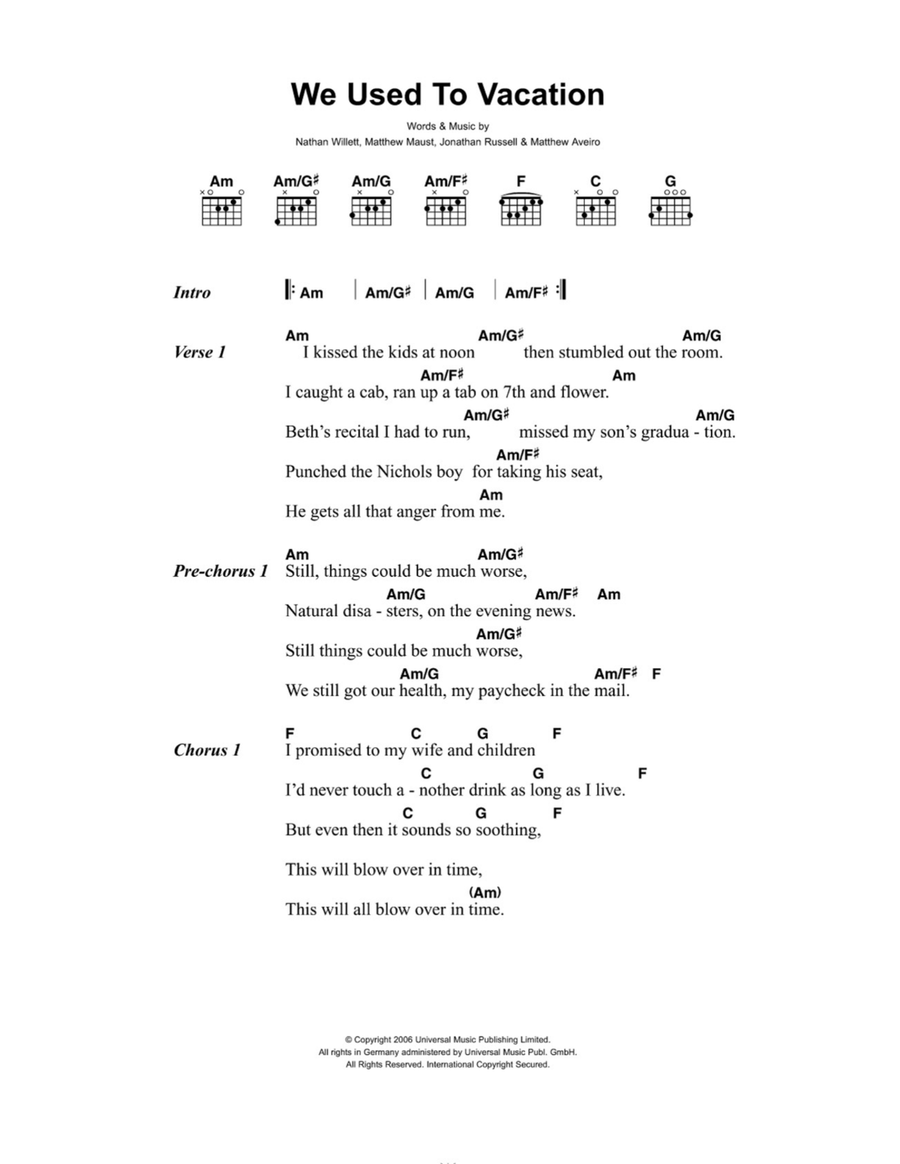 We Used To Vacation Easy Guitar scores gallery preview page 1