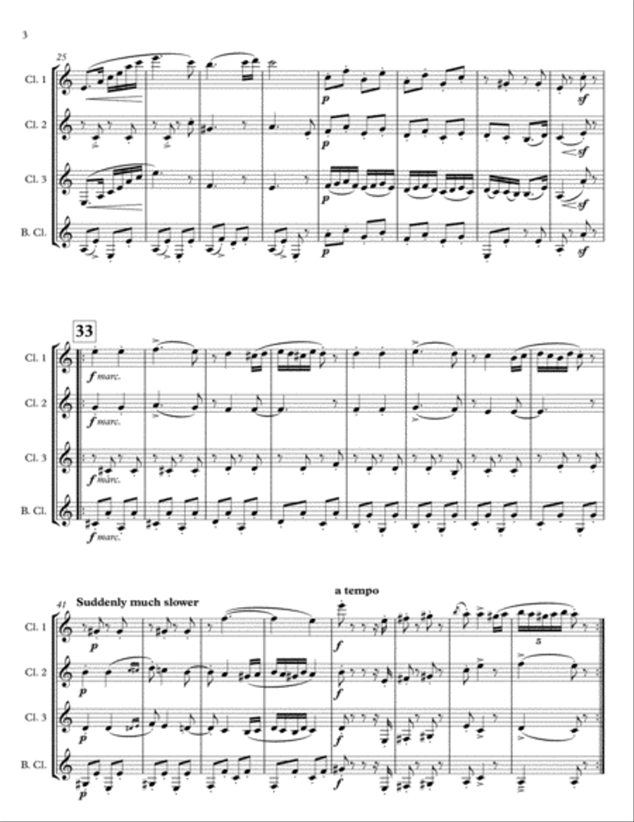 Hungarian Dance No. 5 for Clarinet Quartet or Choir Choir scores gallery preview page 3