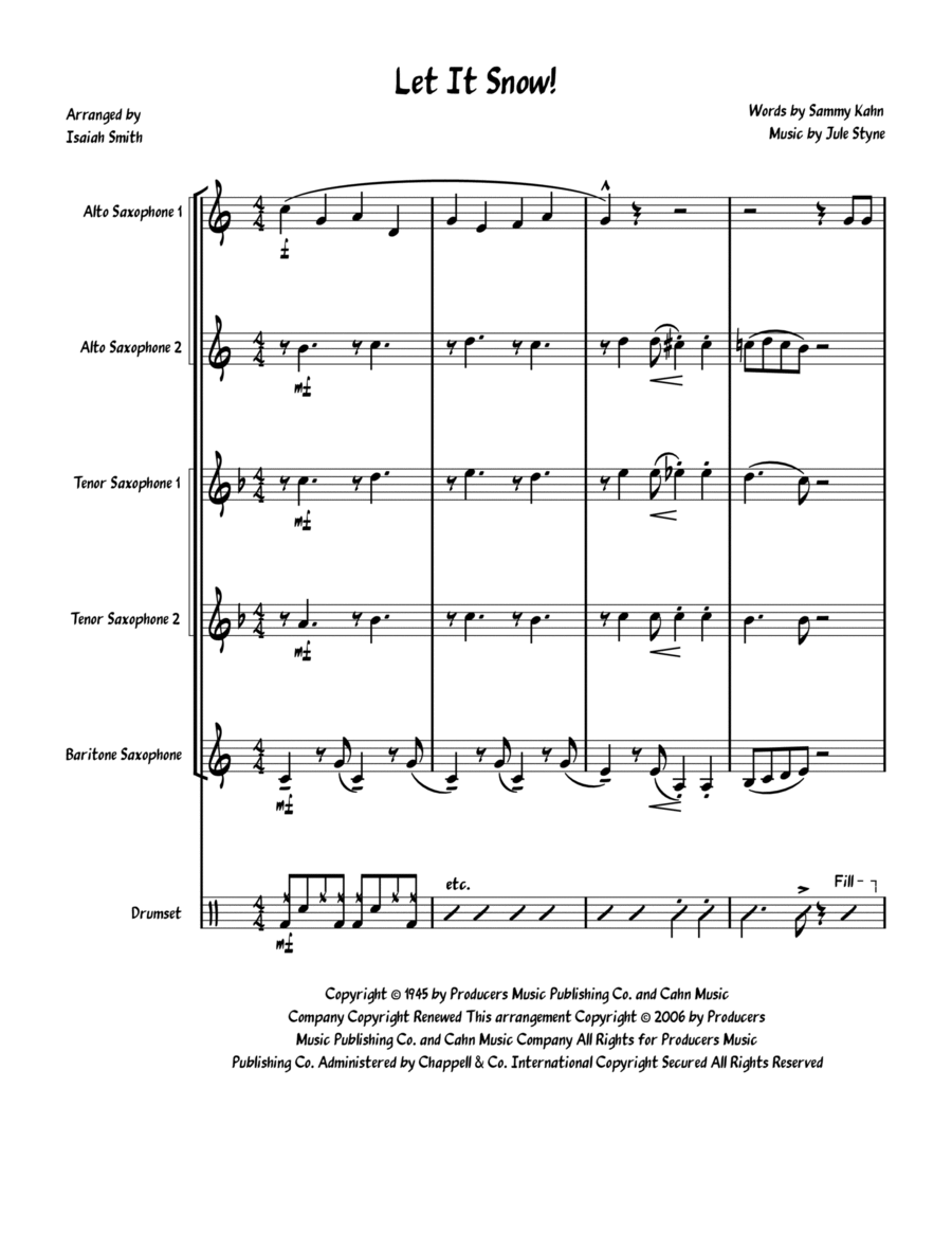 Let It Snow! Let It Snow! Let It Snow! Saxophone Quintet scores gallery preview page 1