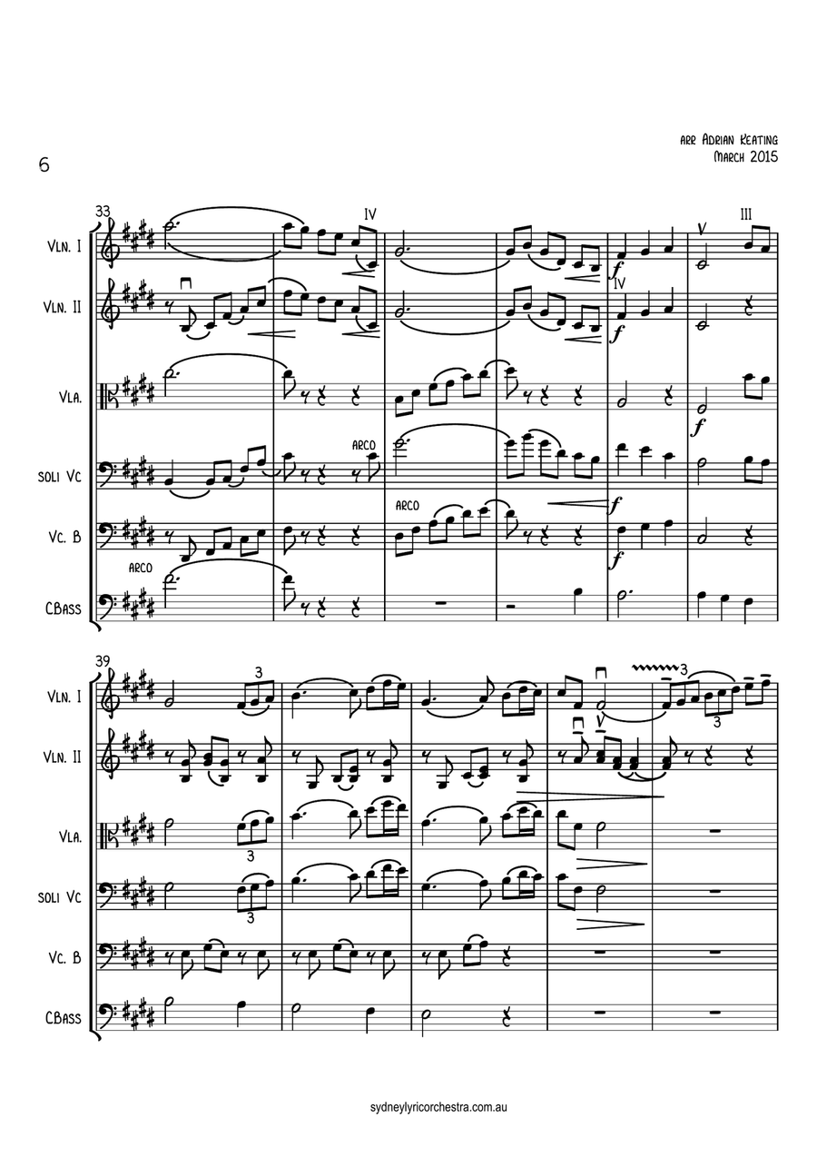 Nightingale Serenade - Toselli - String Chamber Orchestra - 6 parts - intermediate to professional e Chamber Orchestra scores gallery preview page 6