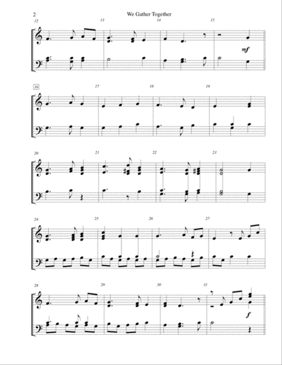 We Gather Together (The Thanksgiving Hymn) - for 2-octave handbell choir 2-Octaves scores gallery preview page 2