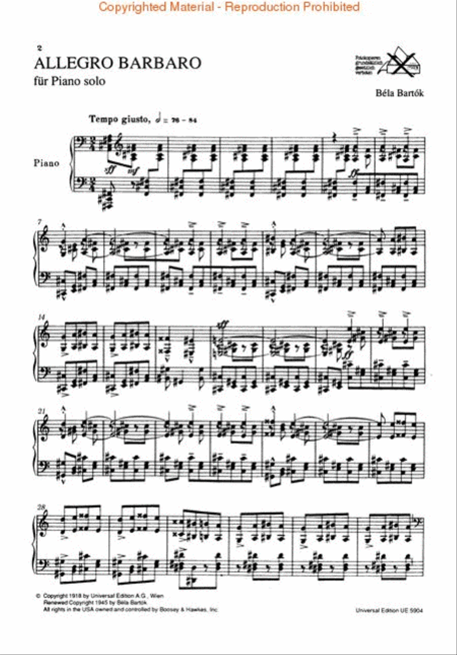 Allegro Barbaro Piano Solo scores gallery preview page 2