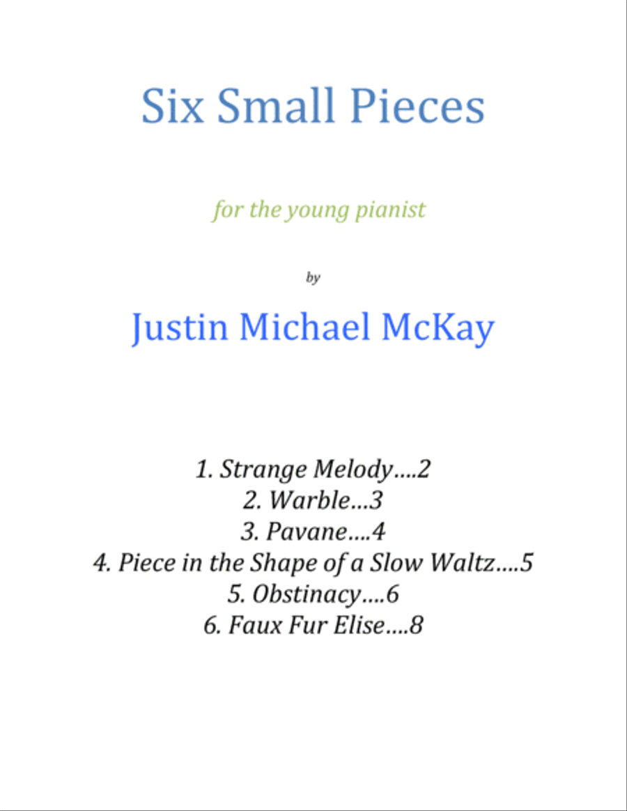 Six Small Pieces for the young pianist Piano Solo scores gallery preview page 2