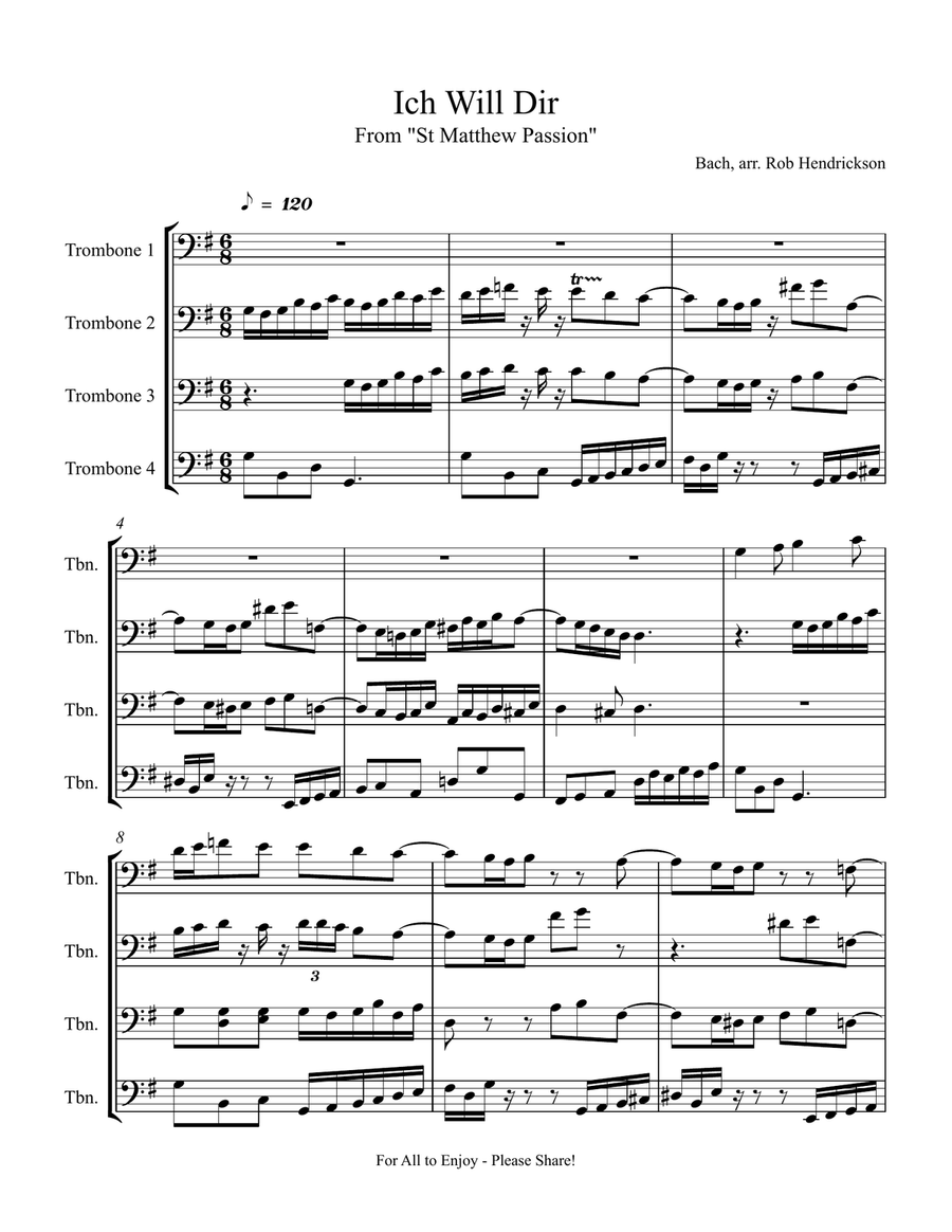 Ich Will Dir Mein Herze Schenken Brass Quartet scores gallery preview page 1