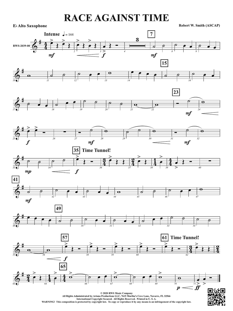 Race Against Time: 1st E-flat Alto Saxophone Alto Saxophone scores gallery preview page 1