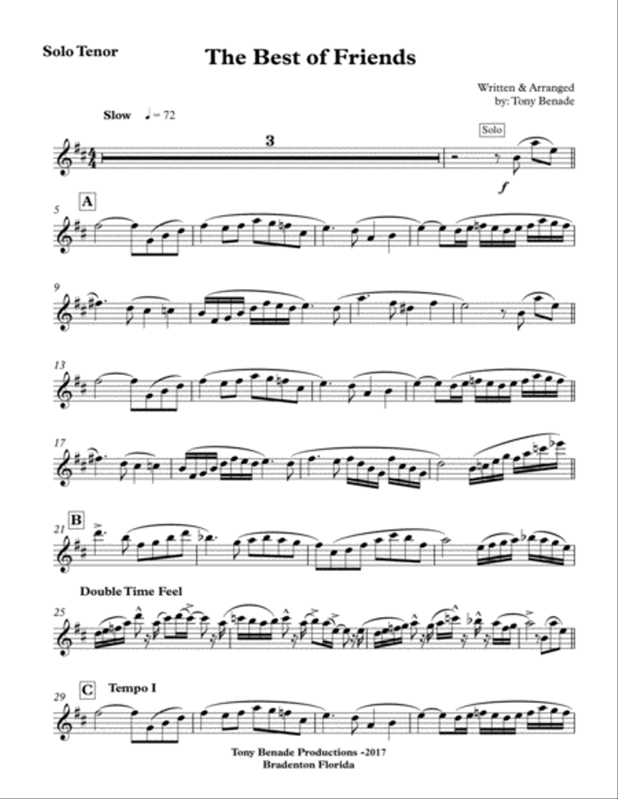 The Best of Friends - Tenor Solo with Jazz Ensemble. Jazz Ensemble scores gallery preview page 1