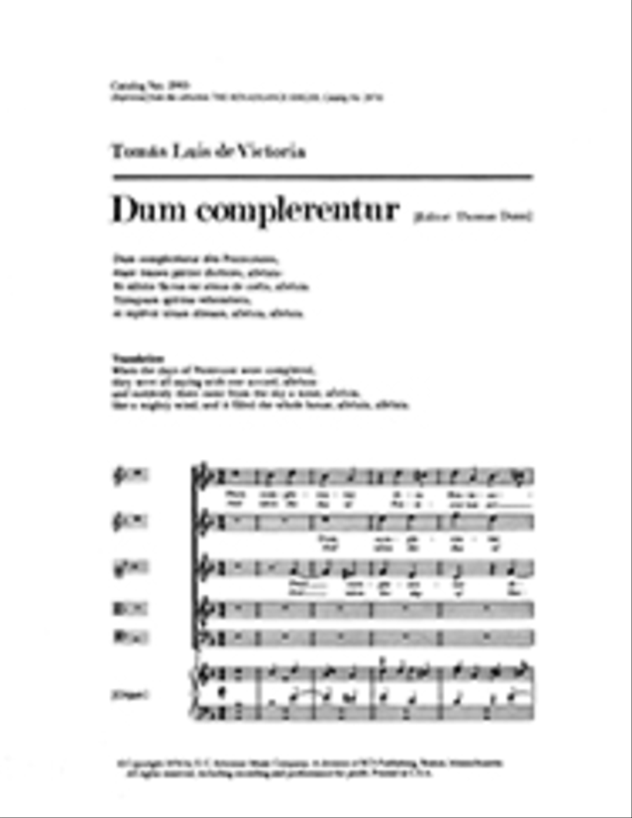 Dum Complerentur (And When the Day of Pentecost) SSATB scores gallery preview page 1