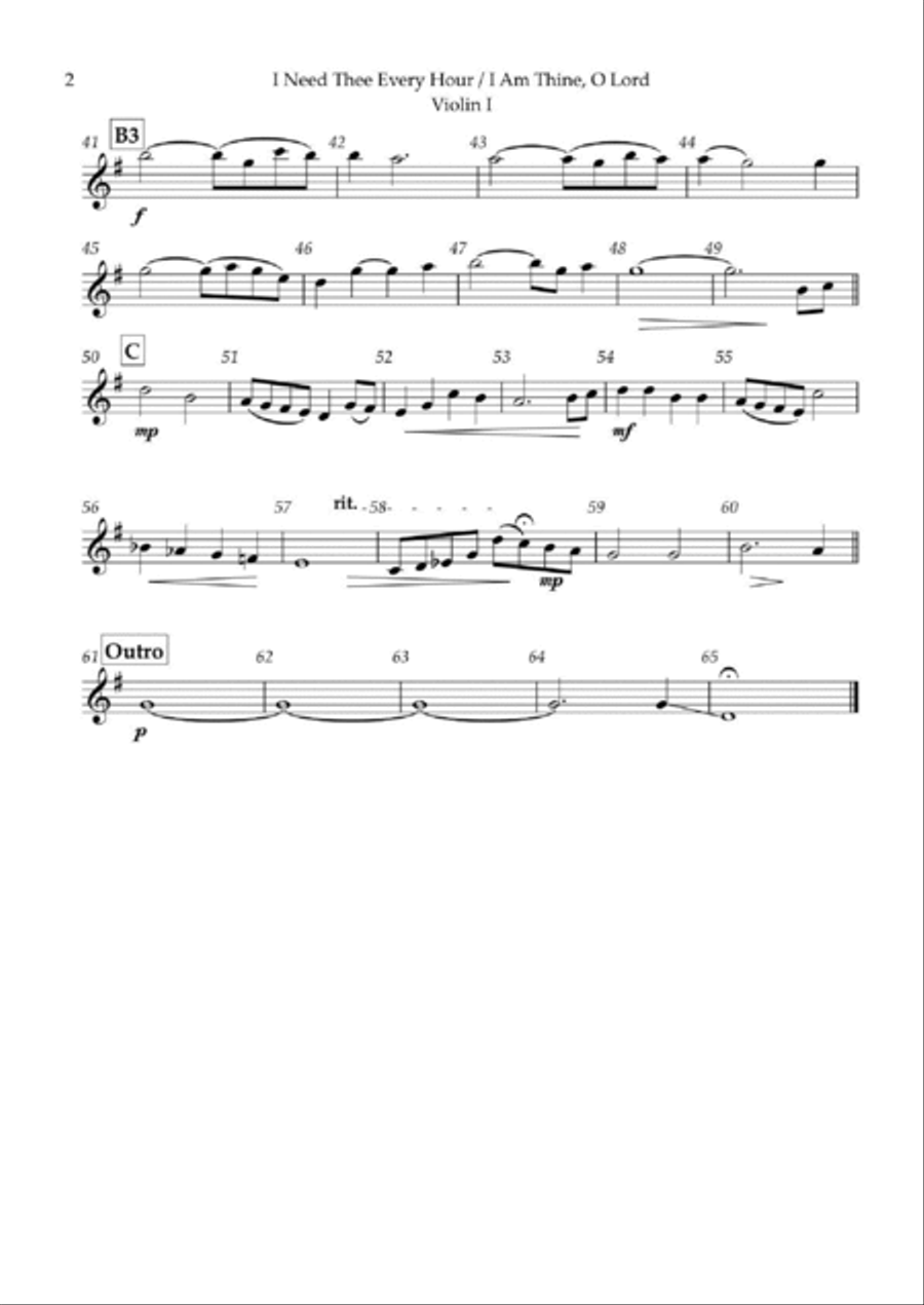 I Need Thee Every Hour/ I Am Thine O Lord for String Quartet String Quartet scores gallery preview page 6