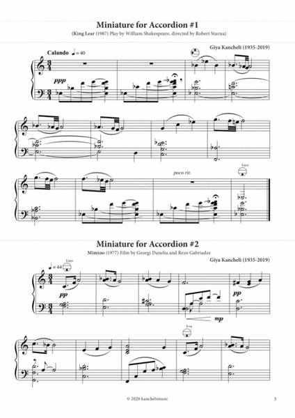 12 Miniatures for Accordion