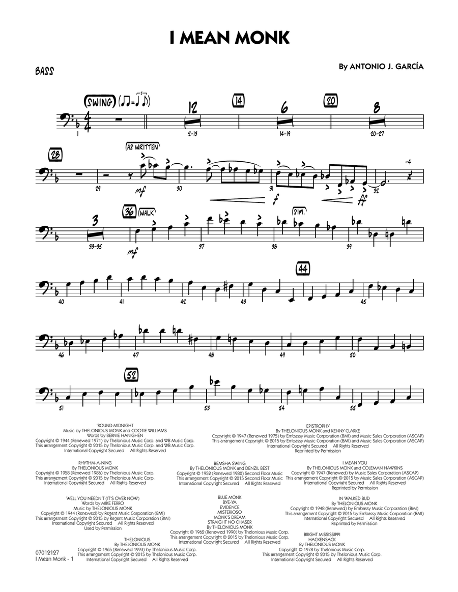 I Mean Monk - Bass