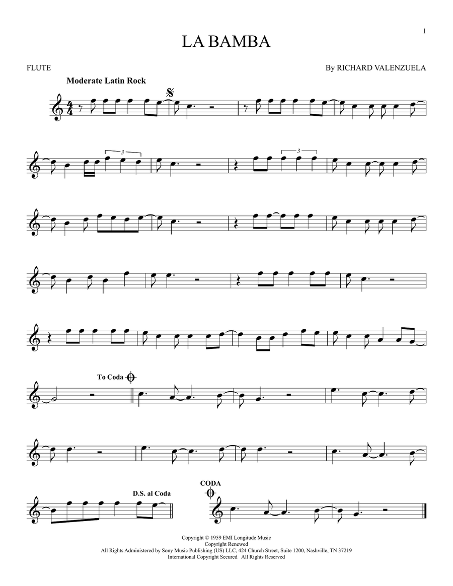 La Bamba La Bamba Flute Solo scores gallery preview page 1