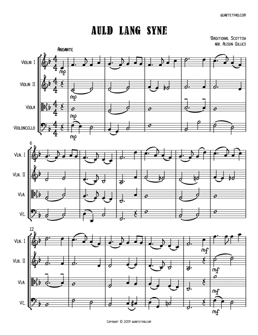 Auld Lang Syne - String Quartet image number null