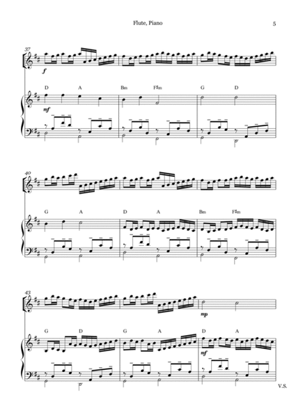 Canon in D for Flute and Piano (With Chords) image number null