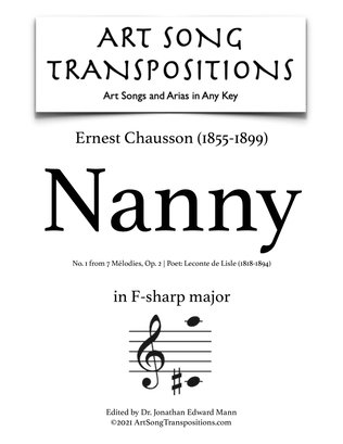 CHAUSSON: Nanny, Op. 2 no. 1 (transposed to F-sharp major)