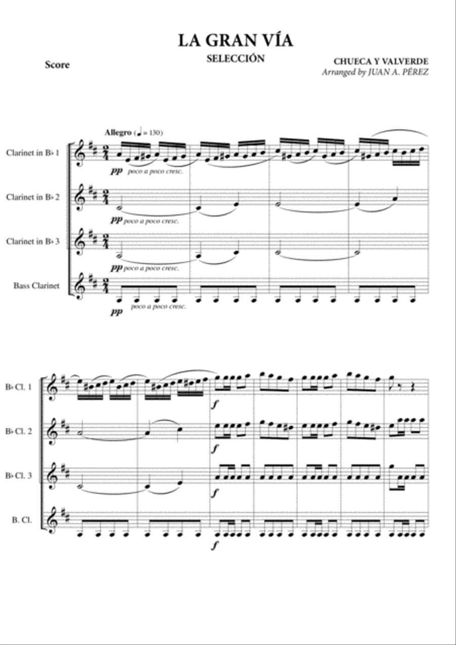 La Gran Vía La Gran Vía Clarinet Quartet scores gallery preview page 2