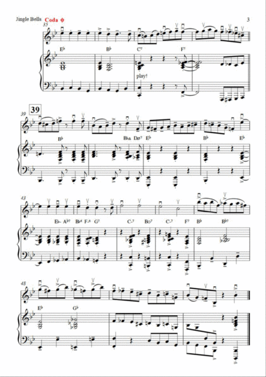 Jingle Bells (easily swinging solo & piano) Large Ensemble scores gallery preview page 3