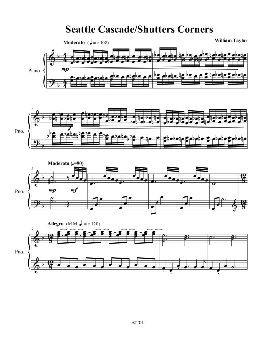 Seattle Cascade/Shutters Corners Piano Solo scores gallery preview page 1