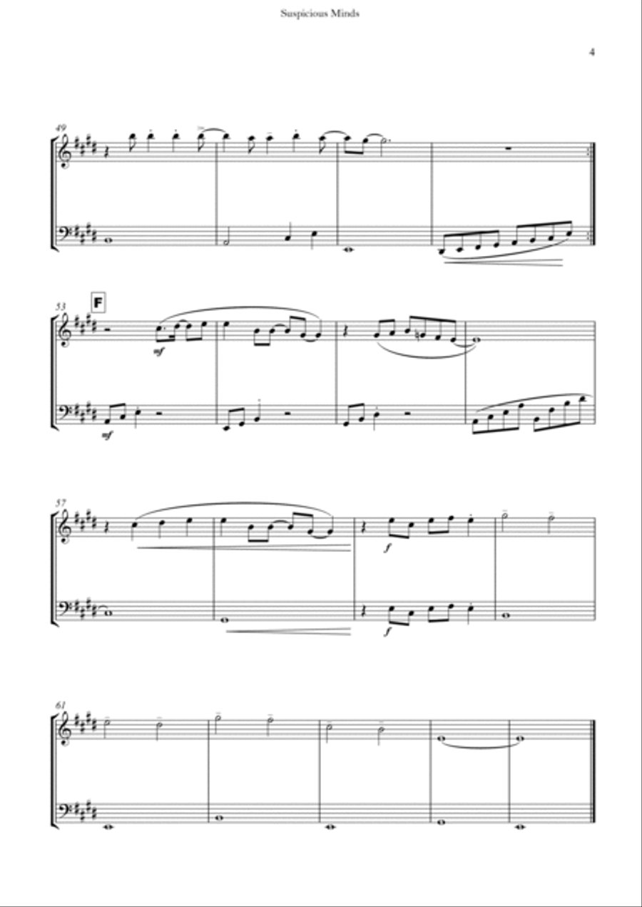 Suspicious Minds String Duet scores gallery preview page 4