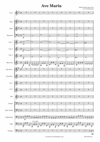 Ave Maria (G. Caccini) for solo voice and concert band