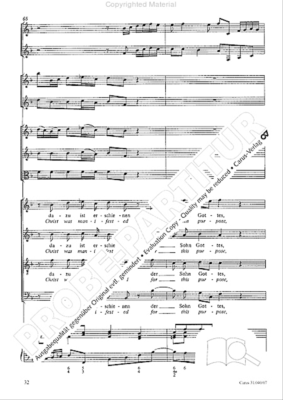 Christ was manifested for this purpose (Dazu ist erschienen der Sohn Gottes) ATB scores gallery preview page 34