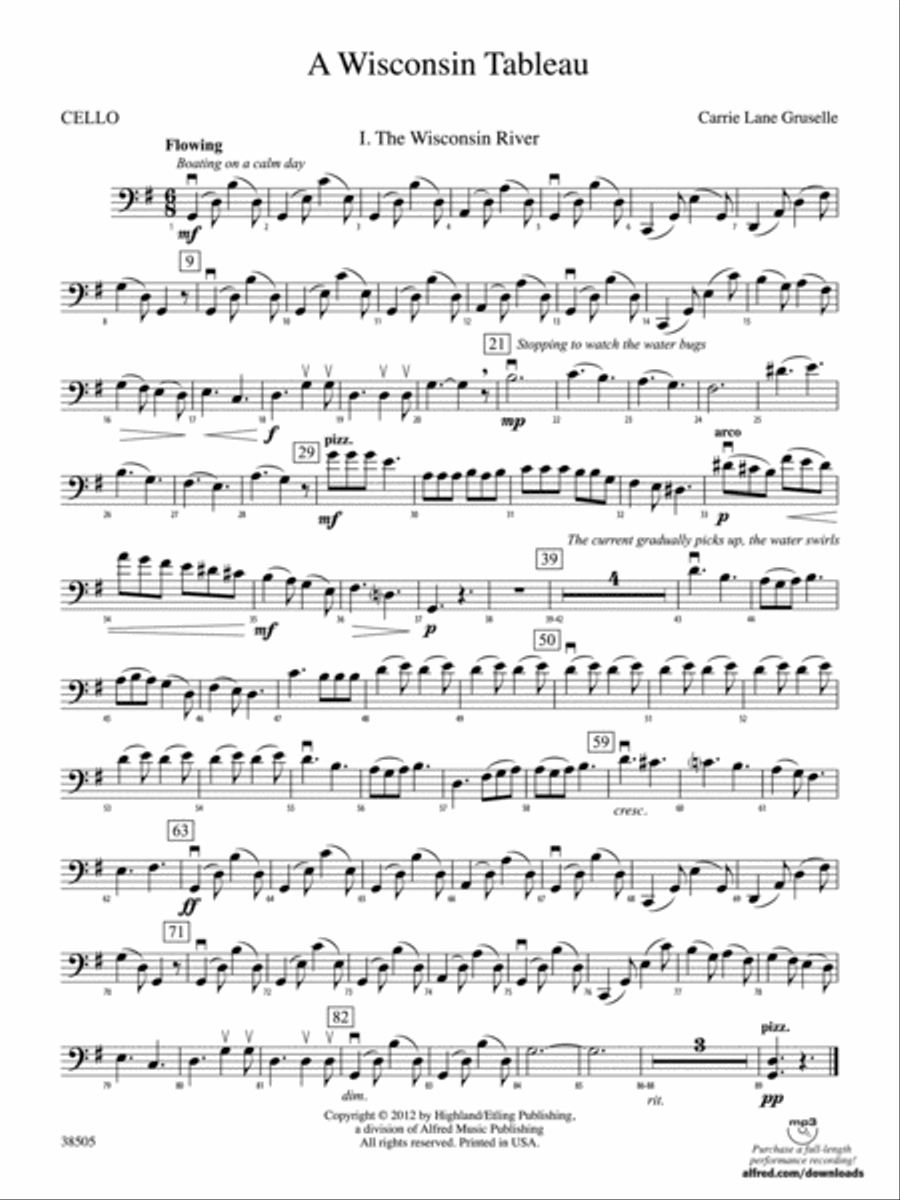 A Wisconsin Tableau: Cello String Orchestra scores gallery preview page 1