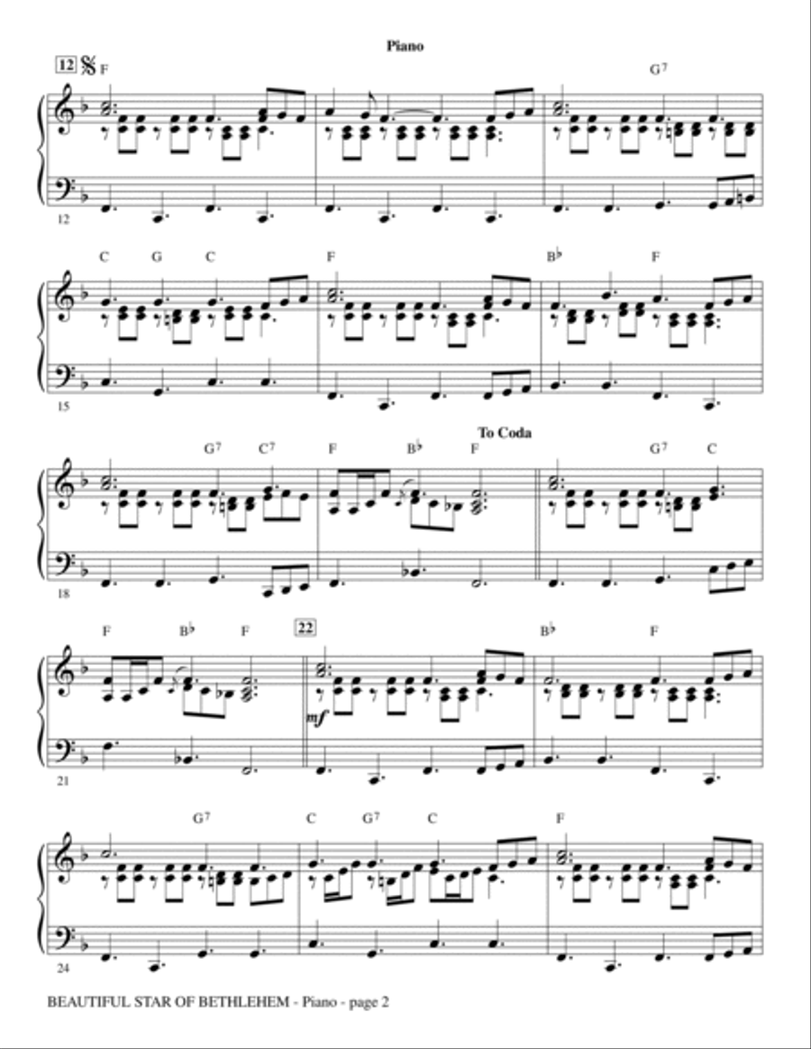 Beautiful Star Of Bethlehem - Piano Choir scores gallery preview page 2
