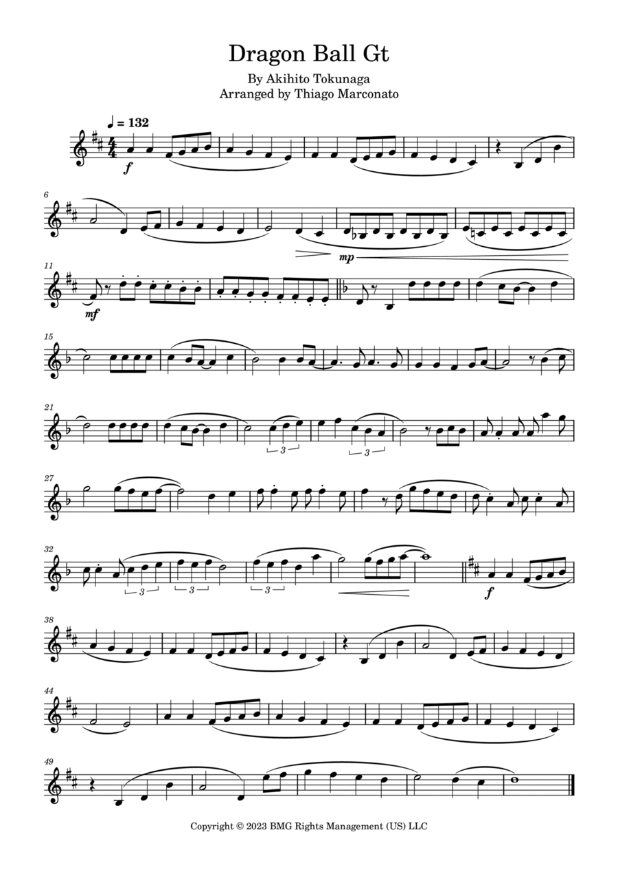 Dragon Ball Gt B-Flat Trumpet scores gallery preview page 1