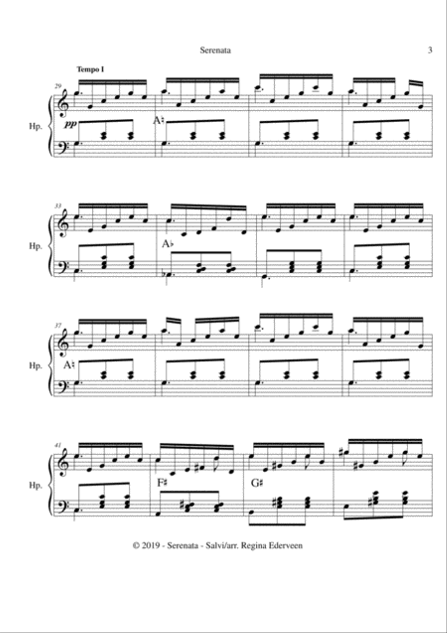 Serenata (Salvi)- pedal harp solo Pedal Harp scores gallery preview page 3