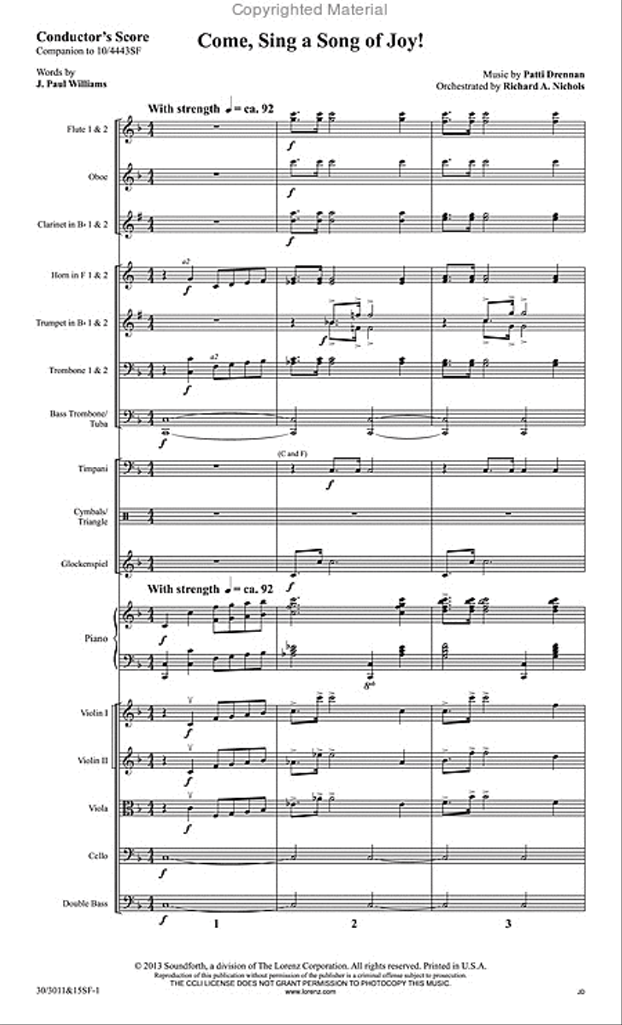 Come, Sing a Song of Joy! - Orchestral Score and CD with Printable Parts Choir scores gallery preview page 2