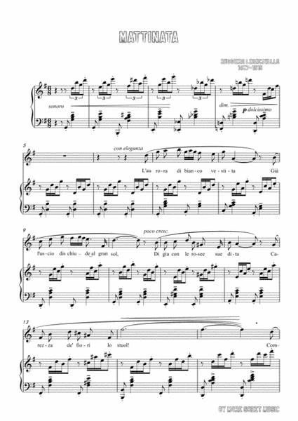Leoncavallo-Mattinata in G Major,for Voice and Piano image number null