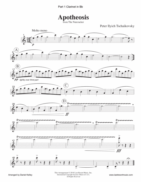 Apotheosis from the Nutcracker for Wind Quartet (Mixed Quartet, Double Reed Quartet, or Clarinet Qua
