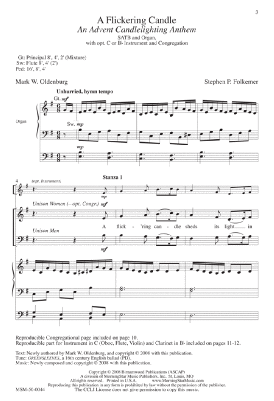 A Flickering Candle An Advent Candlelighting Anthem 4-Part scores gallery preview page 2