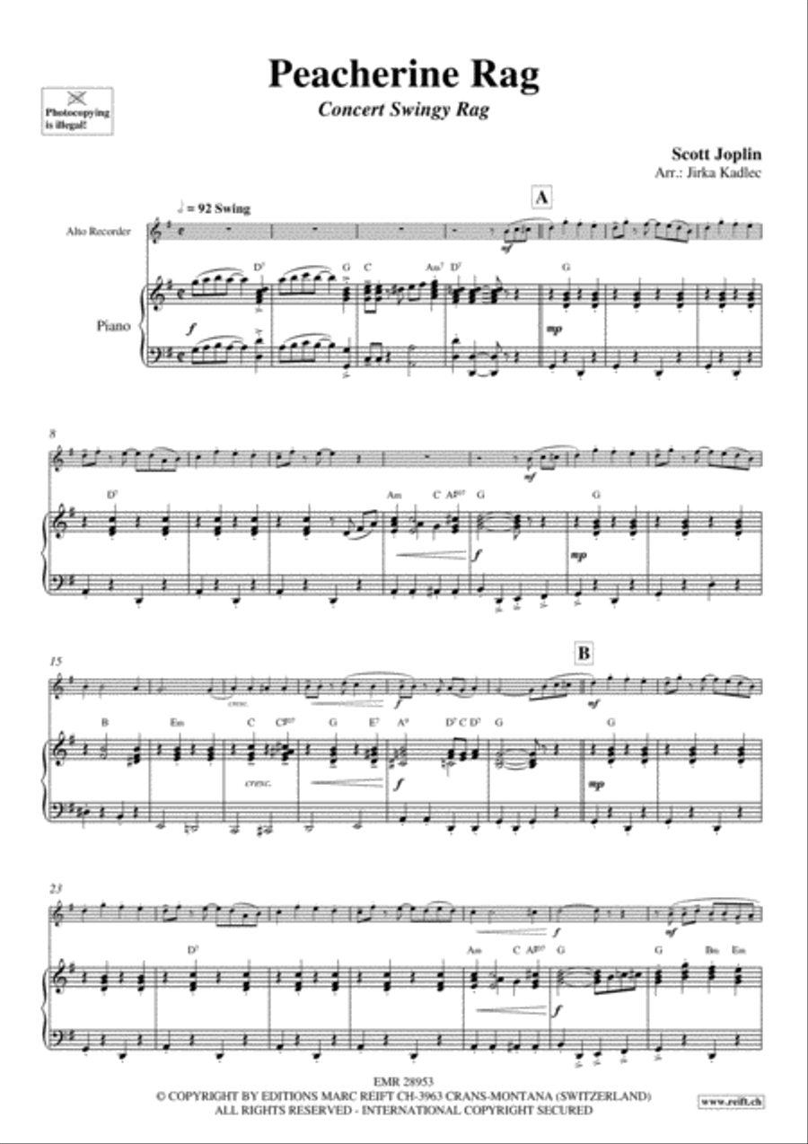 Peacherine Rag Alto Recorder scores gallery preview page 4
