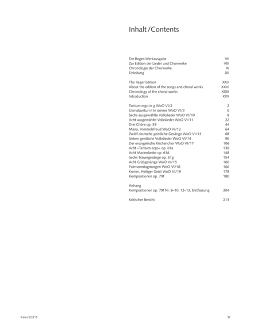 Reger Edition of Work, vol. II/8: Works for mixed voice unaccompanied choir I (1890 - 1902)
